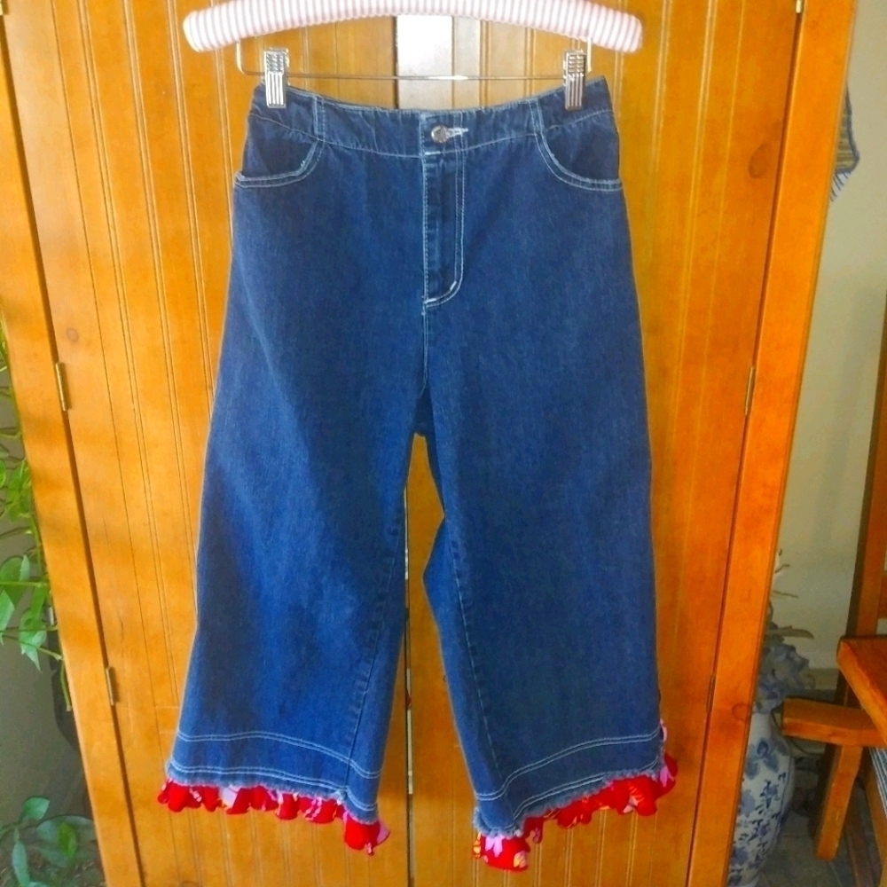 137 Sareet BoHo Blue Denim Hi Rise Capris